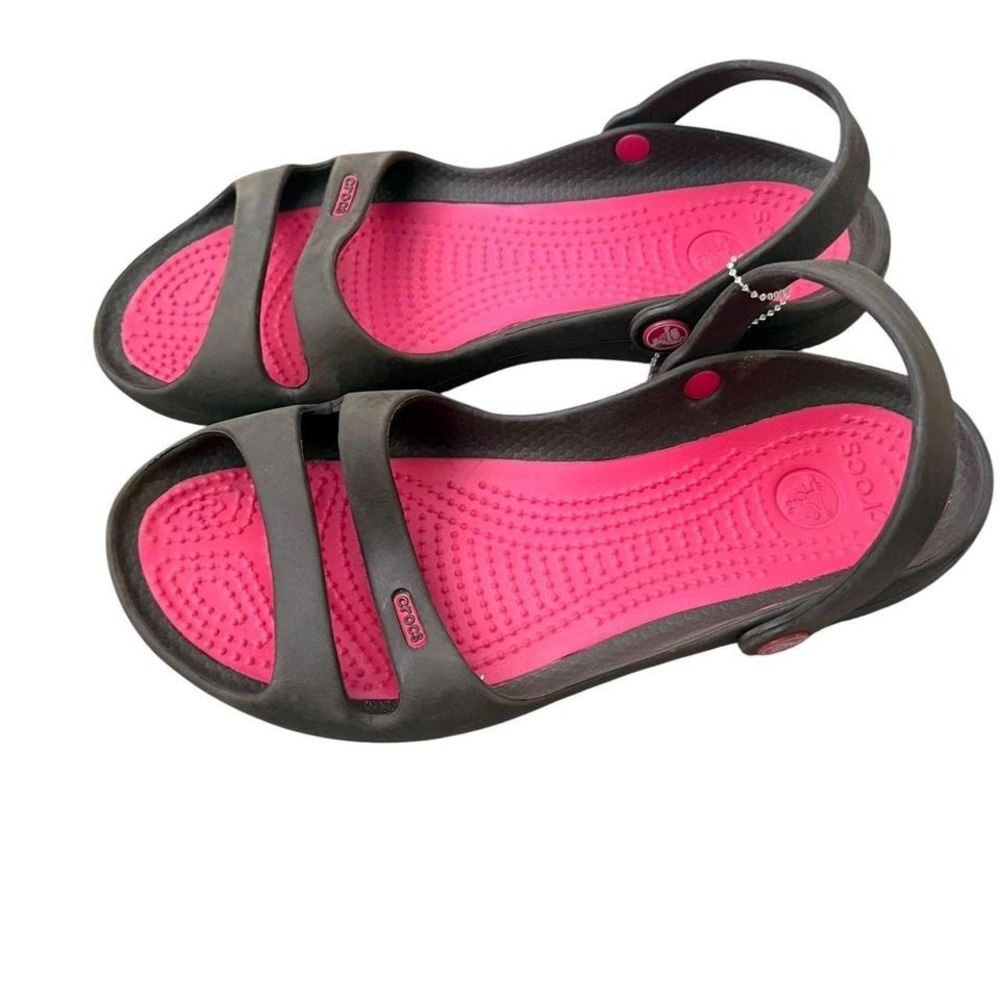 Crocs black and pink sandals